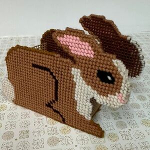 Brown and White Bunny Decor Basket